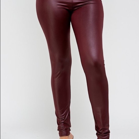 NEW Solid Faux Leather Full Leggings - Picture 7 of 7